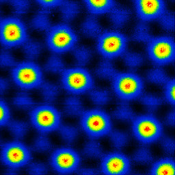 STM Topographic Image of vortex lattice of a superconductor NbSe 2 -- USM-1300 Sample 2